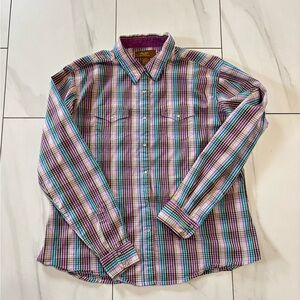 Wrangler Western Pearl snap cowboy button down shirt -size Large